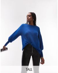 TOPSHOP Knitted Crew Neck Sweater - Blue