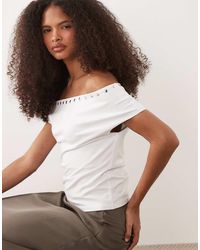 ASOS - Off Shoulder With Stud Details Top - Lyst