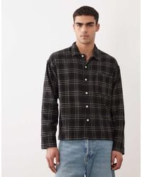 Jack & Jones - Camicia Squadrata Nera A Quadri - Lyst