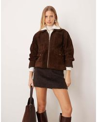 Barneys Originals - Real Suede Bomber Jacket - Lyst