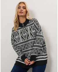 Yours Clothing - Fairisle Quarter Zip Jumper - Lyst