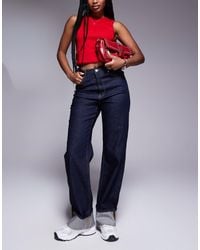 River Island - Turn Up Detail Straight Leg Jeans - Lyst