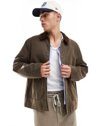 ASOS - Oversized Washed Harrington Jacket With Cord Collar - Lyst