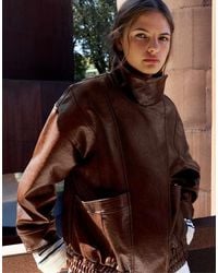 Pull&Bear - Leather Effect Boxy Jacket - Lyst