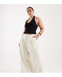 ASOS - Asos Design Curve Wide Leg Trousers With Turn Up - Lyst