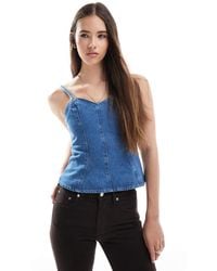 ASOS - Cinched Waist Denim Peplum Top Co-ord - Lyst