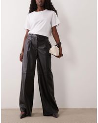 Mango - Faux Leather Straight Trouser - Lyst
