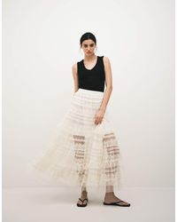 AllSaints - Arlea Lace Tulle Ruffled Maxi Skirt - Lyst
