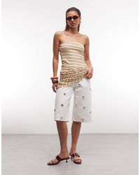 ASOS - Denim Bermuda Short With Silver Stud Detail - Lyst