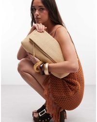 ASOS - Elongated Straw Clutch Bag With Ball Hardware - Lyst