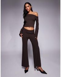 Princess Polly - Try Me Ribbed Knit Fold Over Wide Leg Trousers Co-Ord - Lyst