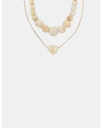 Stradivarius - Set Of 2 Beaded And Heart Necklaces - Lyst