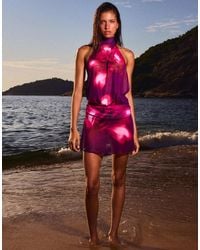 Bershka - Mesh Open-back Dress - Lyst