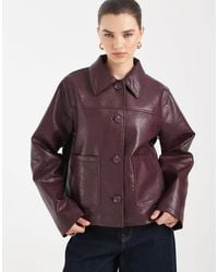 ASOS - Leather Look Harrington Jacket - Lyst