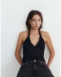 Pull&Bear - Lace-trimmed Halter Top - Lyst