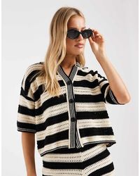 ASOS - Top Playero A Rayas Monocromáticas Abotonado De Punto Sally De (Parte De Un Conjunto) - Lyst