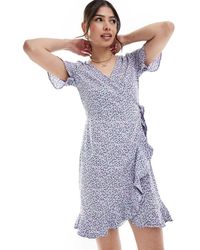 ONLY - Frill Wrap Mini Dress - Lyst