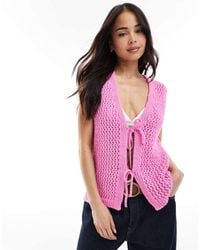 ASOS - Knitted Tie Front Vest - Lyst