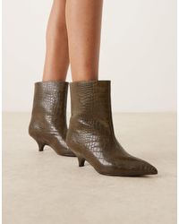 Glamorous - Pointed Kitten Heel Mid Ankle Boots - Lyst
