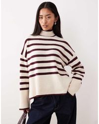 Vila - High Neck Stripe Jumper - Lyst