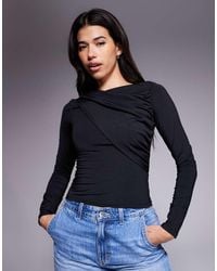 ASOS - Slinky Drape Detail Long Sleeve Top - Lyst