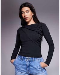 ASOS - Slinky Drape Detail Long Sleeve Top - Lyst