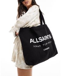 AllSaints - Underground - borsa shopping unisex nera lavaggio acido - Lyst