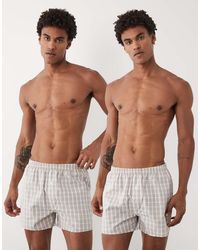 ASOS - Set Van 2 Geweven Geruite Boxershorts - Lyst