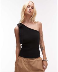 Mango - One Shoulder Tie Knitted Top - Lyst