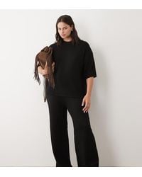 ASOS - Asos Design Curve Wide Leg Pants With Wool - Lyst