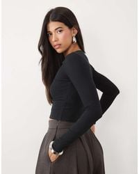 Oh Polly - Ribbed Modal Boat Neck Ruched Top - Lyst