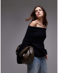 TOPSHOP - Knitted Off The Shoulder Top - Lyst