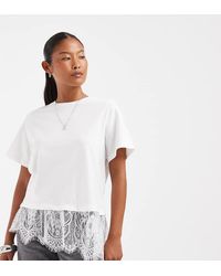 Vero Moda - T-Shirt With Asymmetric Lace Detail - Lyst