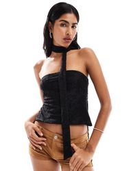 Miss Selfridge - Burnout Textured Bandeau Scarf Top - Lyst