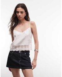 Monki - Textured Satin Lace Top - Lyst