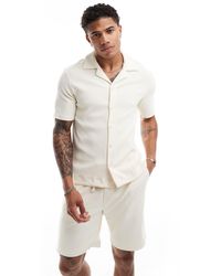 The Couture Club - Co-ord Rib Textured Short Sleeve Shirt - Lyst