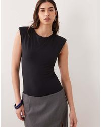 ASOS - Slinky Sleeveless Shoulder Pad Bodysuit - Lyst