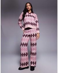 River Island - Knit Argyle Print Pants - Lyst