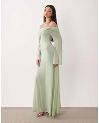 ASOS - Off The Shoulder Draped Neck Long Sleeve Maxi Dress - Lyst