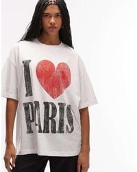 ASOS - Oversized T-shirt With Distressed 'i Love Paris' Graphic - Lyst