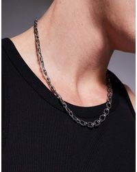 ASOS - Collar De Cadena Con Eslabones Y Diseño Grabado De Grecas Griegas De Acero Inoxidable Resistente Al Agua De - Lyst