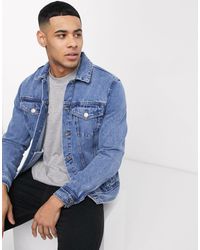 New Look Denim Jacket In Burgundy in 
