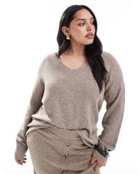 ONLY - V-neck Loose Ribbed Sweater - Lyst