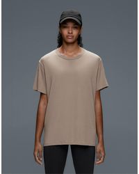 Oysho - Boxy Short-sleeved Cotton Blend T-shirt With Slogan - Lyst