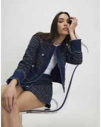 River Island - Boucle Denim Jacket - Lyst