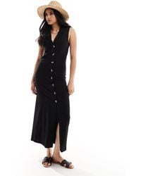 ASOS - Collared Midaxi Waistcoat Dress With Button Front - Lyst