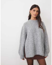 ASOS - Rib Longline Sweater With Side Split With Wool - Lyst