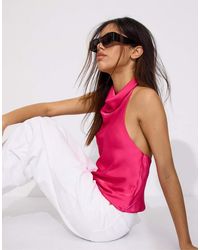Stradivarius - Satin Effect Halter Top - Lyst