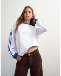 TOPSHOP - Long Sleeve Skater Stripe Detail Oversized T-shirt - Lyst