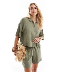 Vero Moda - Linen Touch Boxy Cropped Shirt Co-ord - Lyst